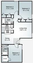 3 Bedroom 2 bathroom 284 floor plan