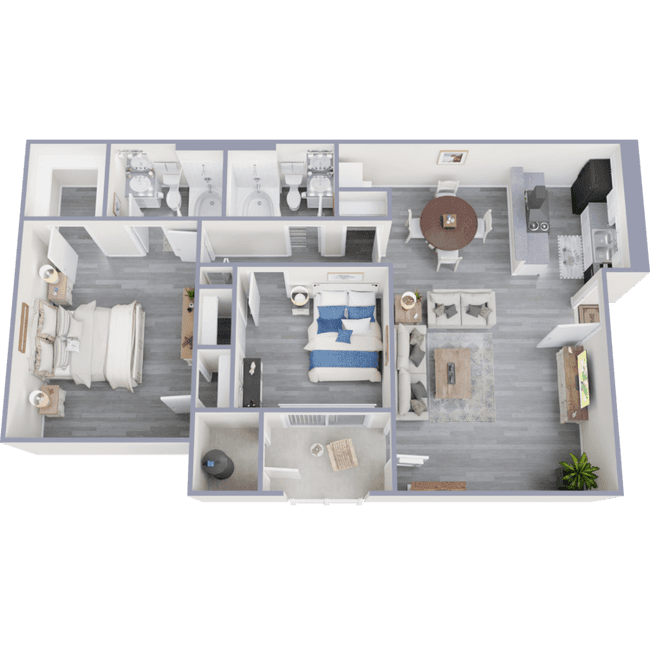 2 Bed 2 Bath 222 floor plan