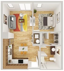 1x1 1-122 floor plan