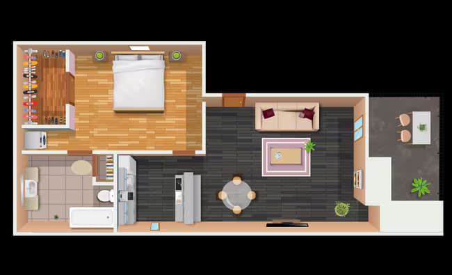 1x1 1221 floor plan