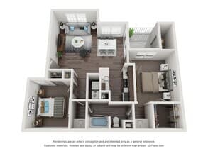 2 Bedroom 1 Bath 908 1318 floor plan