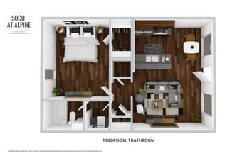 1 bedroom 1 bathroom 1-103 floor plan