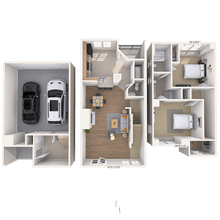 Townhome 2x2.5 1230-1274 SF 1221 floor plan