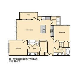 B1 - 2 Bedroom 2304 floor plan