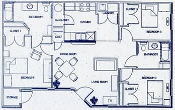 3 Bedroom Townhome 3-305 floor plan