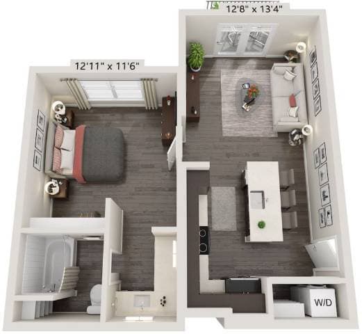1 Bedroom 1218 floor plan