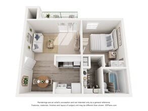 1 Bedroom 810 floor plan