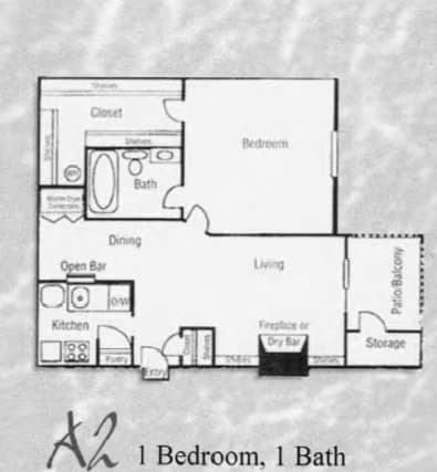 1 bed/1 bath 1106 floor plan