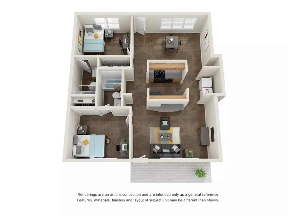 2BR/2BA floor plan