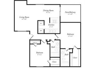 2 Bed/2 Bath 236 floor plan
