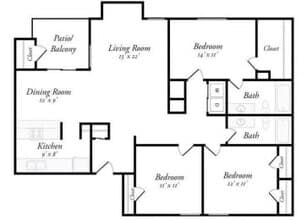 3 Bed/2 Bath 232 floor plan