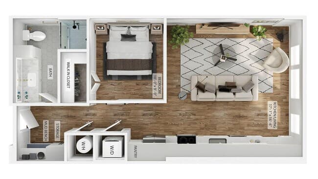 1BR/1BA - E1 150 - ADA floor plan