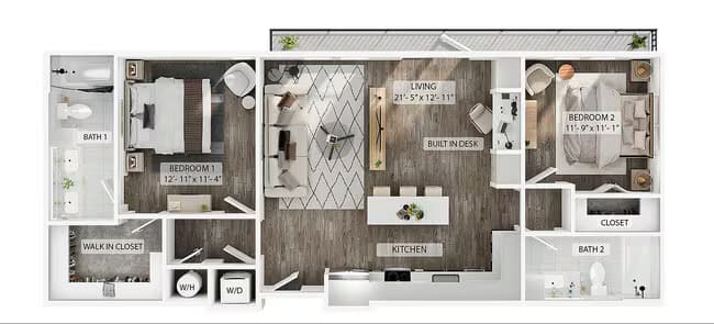 2BR/2BA - B2 145 floor plan