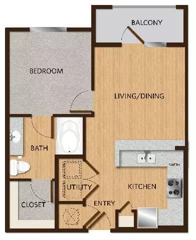 One-Bedroom Apartment (A1) 153 floor plan