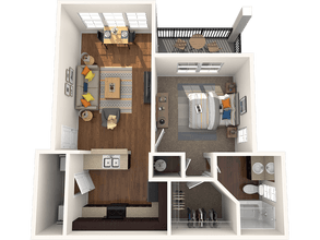 One Bedroom 631 floor plan