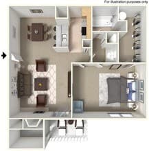 1 Bed 1 Bath 2118 floor plan