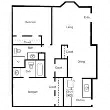 2 BED | 2 BATH 603D floor plan