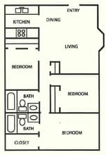 3 BED | 2 BATH 502B floor plan