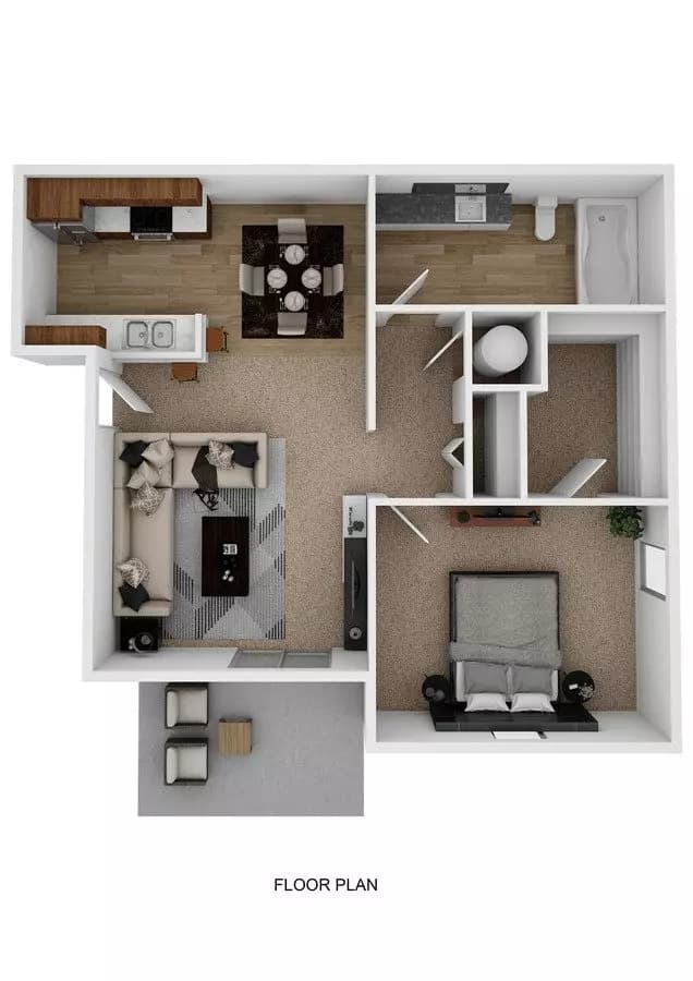 1 Bedroom 21-205 floor plan