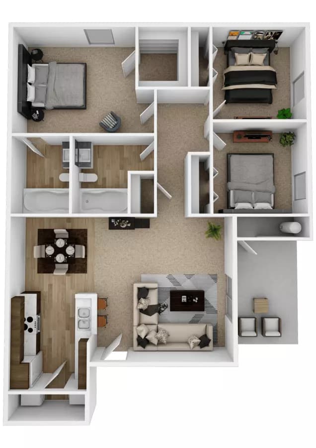 3 Bedroom 13-202 floor plan
