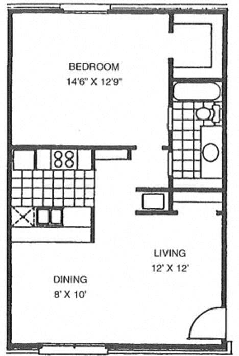1 Bed 1 Bath - A 7210 floor plan
