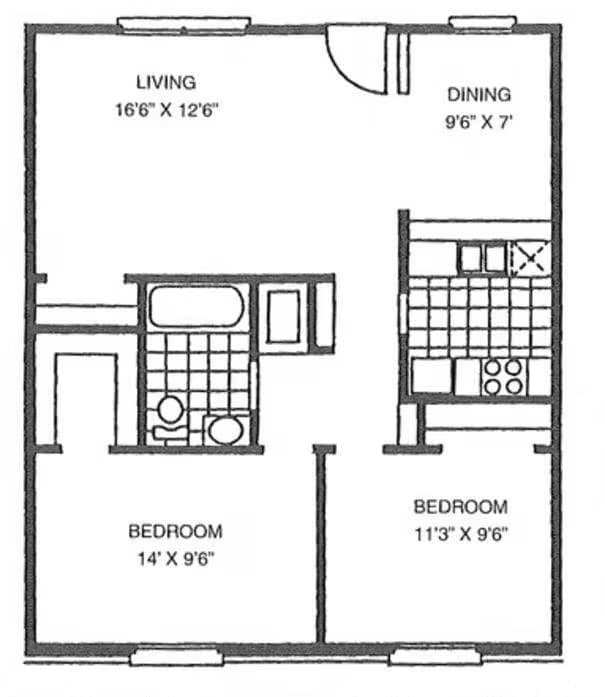 2 Bed 1 Bath - C 8204 floor plan