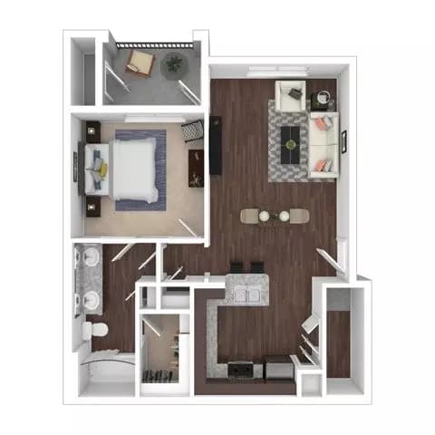 One Bedroom One Bath A5 6207 floor plan