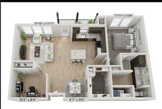 A3-1BR/2BA 6104 floor plan