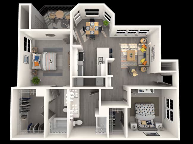 2 Bedroom 2 Bath 959 630 floor plan