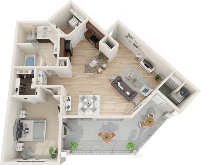 1 Bedroom 1 Bath 221 floor plan