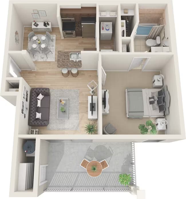 1 Bedroom 1 Bath 936 floor plan