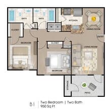 2 Bedroom 14-204 floor plan
