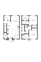 Two Bedroom Two and 1/2 Bath Townhouse D-101 floor plan