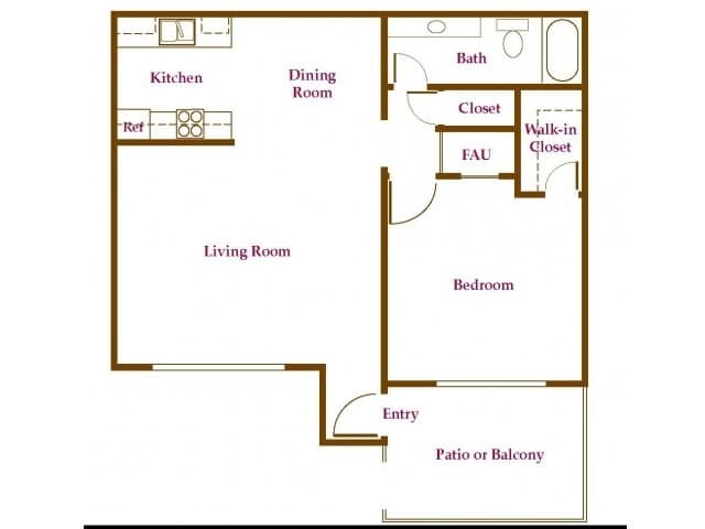 1 Bedroom / 1 Bath 20 floor plan