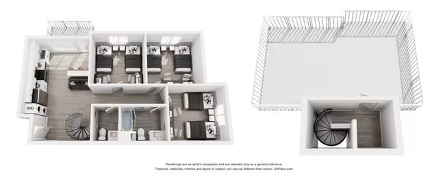 Unit 2 Bed Spaces Private floor plan