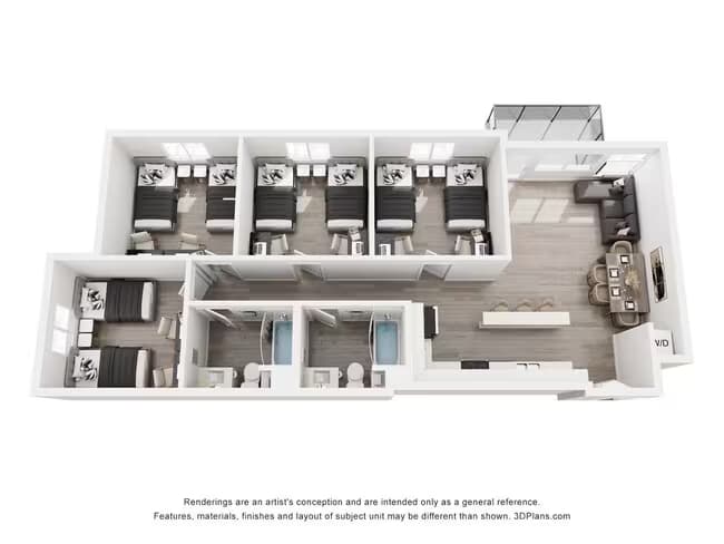 Unit 2 Bed Spaces Shared floor plan