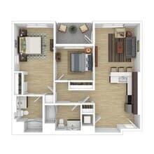 2 Bed 2 Bath floor plan