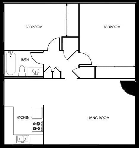 2 Br (Light Cabinets) E206 floor plan