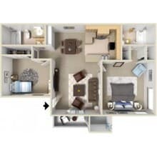 2 Bed 2 Bath 060 floor plan