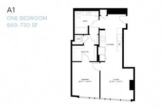 One Bedroom A1 1614 floor plan