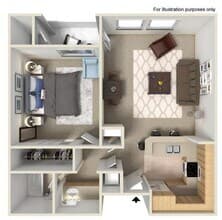 1 BR 1 BA Large Reno 1227 floor plan