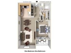 One Bedroom One Bath floor plan