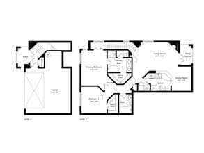 2 bed 2 Bath- 1240 Sq Ft Townhome 001 floor plan