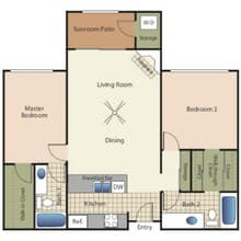 2 Bedroom 2 Baths 22B C303 floor plan