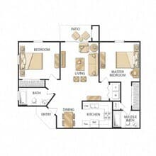 Plan C Two Bedrooms Renovated 1403 floor plan