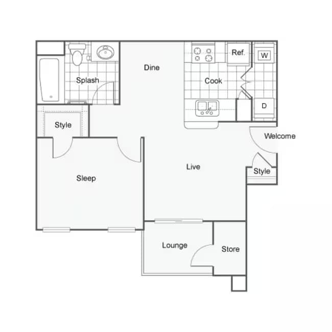 1 Bed 1 Bath A 0911 floor plan