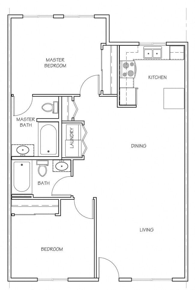 2 bedroom 2 bath 208 floor plan