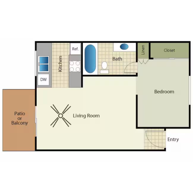 Studio 1 Bath C-20 floor plan