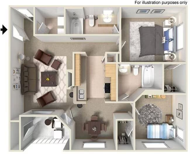 E Pacifica 974 to 987 SF RENOVATED 21306 floor plan