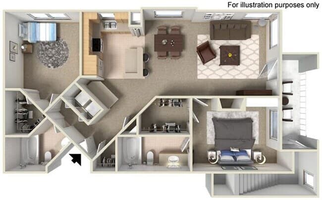 F Americana 1045 to 1102 SF RENOVATED 20307 floor plan
